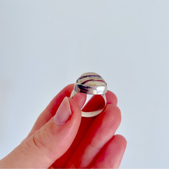 🌈 Triangular Alaskan RAINBOW JASPER Ring, Set in Sterling Silver - Picture 7 of 16